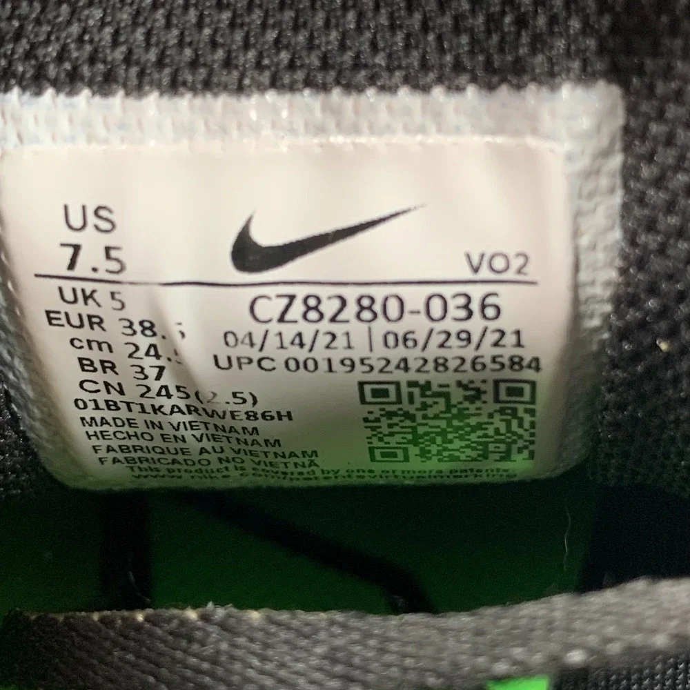 Nike Metcon 7 Womens 7.5 Black Green Strike Lace Lock Training Crossfit Shoes